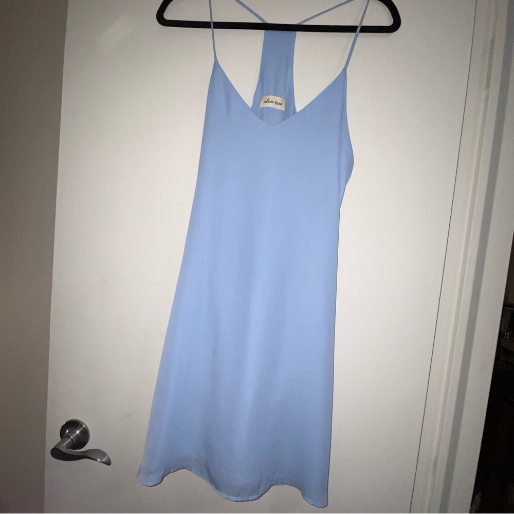 OLIVE TREE LIGHT BLUE SLIP DRESS